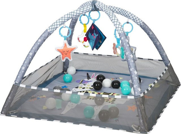 Kikkaboo 2 in 1 Spielbogen und Krabbeldecke mit 18 Spielbällen und Bällebad in Hellblau und Multicolour