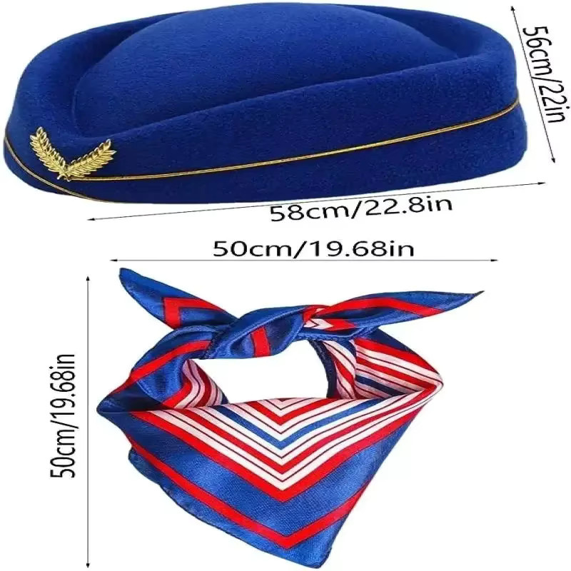 Flugbegleiter-Hüte, Handschuhe, Schals, Brillen, Accessoires, Set - Bild 2