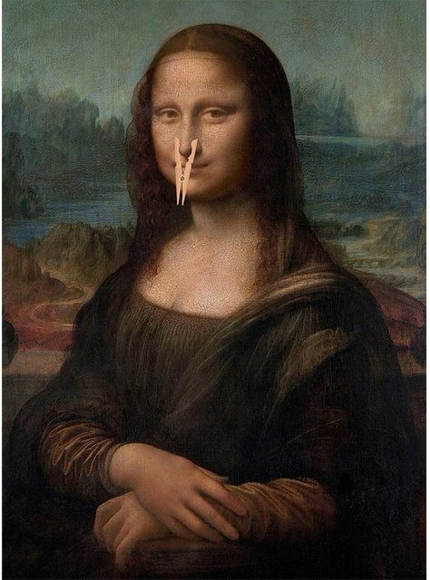 Niveous Art Museum Leinwandgemälde Mona Lisa mit Perlen Mädchen und Toilettenpapier, Wandkunst für Badezimmer und Wohnzimmer, Farbe: Bordeaux und Mehrfarbig, Breite: 70 cm, Höhe: 100 cm - Bild 1