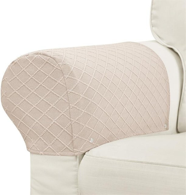 2er-Set Yiran Furniture Sofa-Armlehnenbezüge aus Polyester in Beige, dehnbar und staubdicht - Bild 1