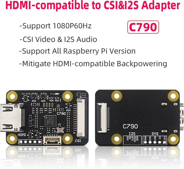 SHCHV BliKVM Board C790 Adapter mit HDMI- und I2S-Unterstützung für Raspberry Pi 5 4B 3B+ 3B Zero und CM4 in Schwarz - Bild 1