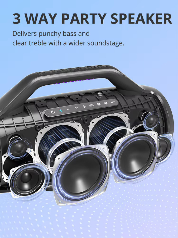 Tronsmart Bang Max Bluetooth-Lautsprecher in Schwarz mit 130 W Leistung, Gitarren- und Mikrofoneingang sowie App-Steuerung - Bild 2