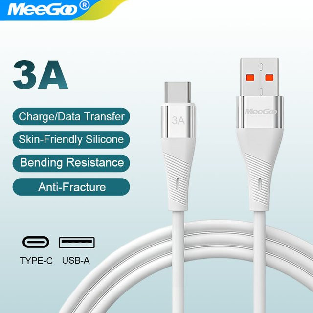 MeeGoo USB Typ C Kabel USB 3.2 mit 10 Gbit/s Datenübertragung und 60 W Schnellladefunktion in Weiß - Bild 1