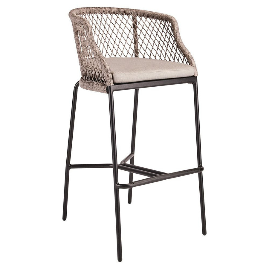 Stern Barsessel Odea Set aus 2 Aluminium-Barhockern in Schwarz Matt und Bartisch 80 x 80 cm Dekor Smoky - Bild 2