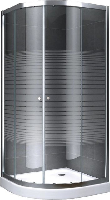 Dein Bau Projekt Duschkabine Viertelkreis mit Schiebetür und gestreiftem Glas, B/T: 90 x 90 cm, H: 190 cm - Bild 1