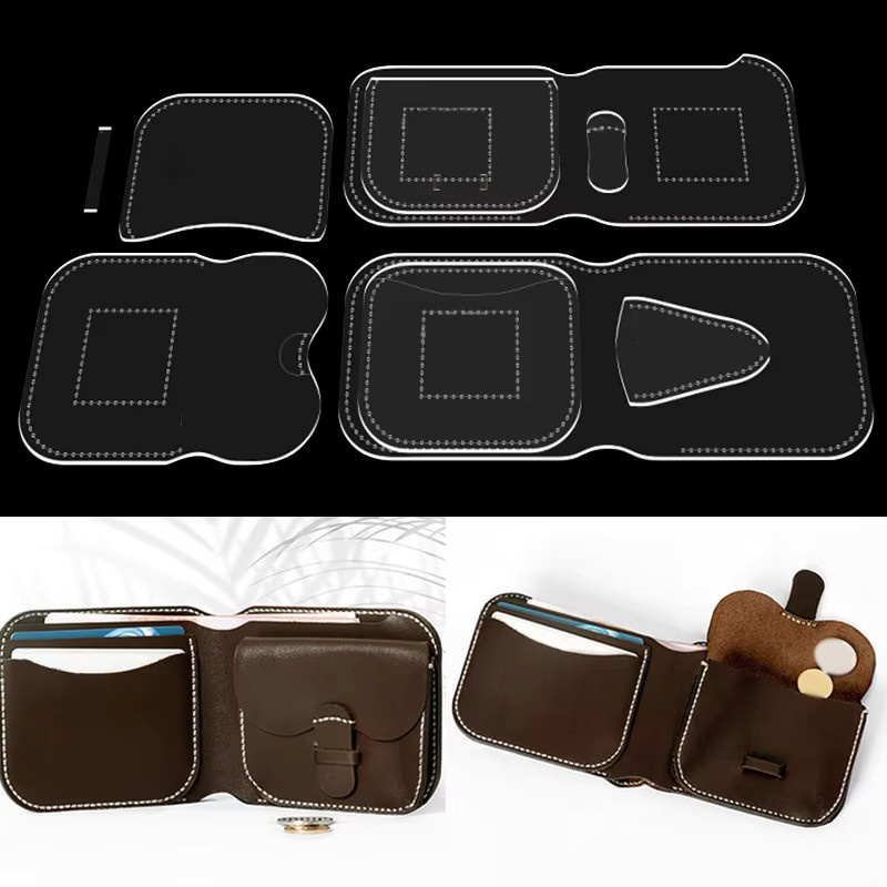 YOMDID 9-teiliges Set handgefertigte Leder-Geldbörsen DIY-Vorlagen aus Acryl für Münzbeutel und Geldklammern - Bild 1