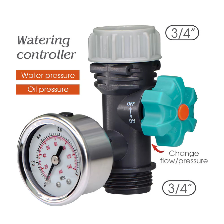 RBCFHI Druckregelventil Adapter für Garten Schlauch Anschluss 3/4 Zoll mit einstellbarer Durchflusssteuerung für OD 6/12/16mm - Bild 2