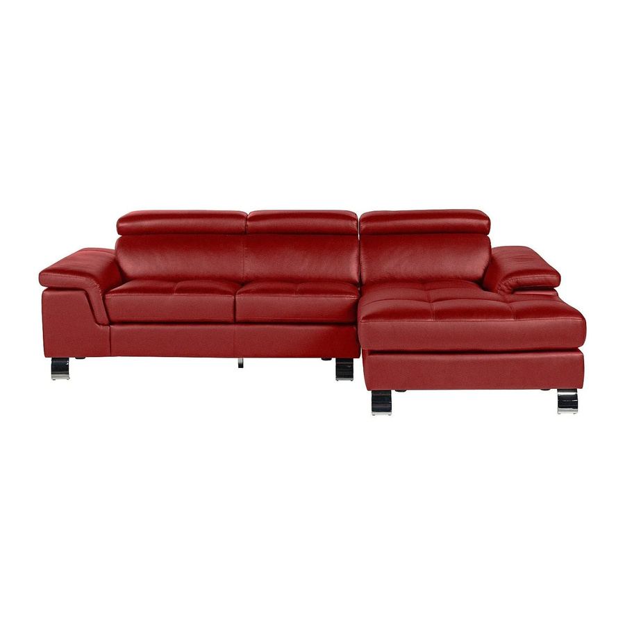 Vente-unique Sofa Mishima in Rot, L-Form mit Lederbezug und Schaumstoffpolsterung, Breite: 258 cm - Bild 2