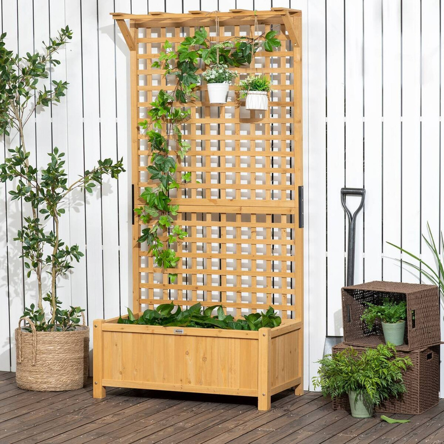 Outsunny Hochbeet aus Holz in Gelb, B/H/L: 45 x 183 x 90 cm - Bild 2