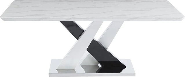 Vente-unique Esstisch Evaela in Schwarz-Weiß mit Marmor-Optik und Edelstahlgestell - Bild 1