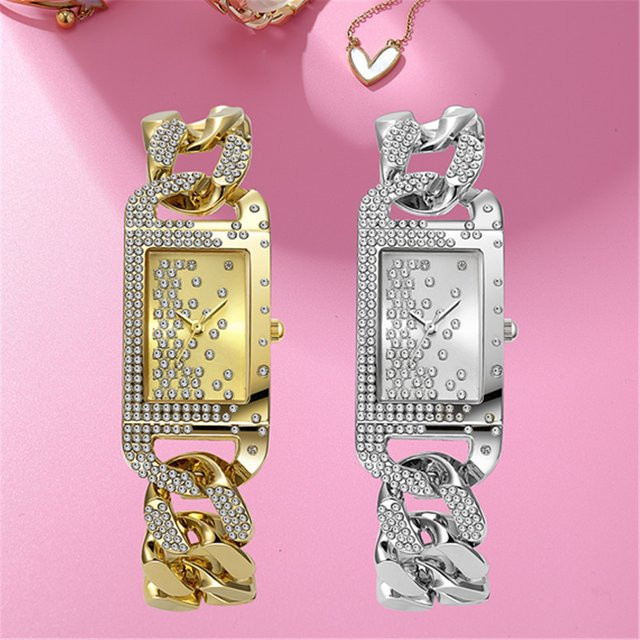 ZBJP Armbanduhr, Quarz, Edelstahl, Gold, Diamantbesetzt, Damen - Bild 1