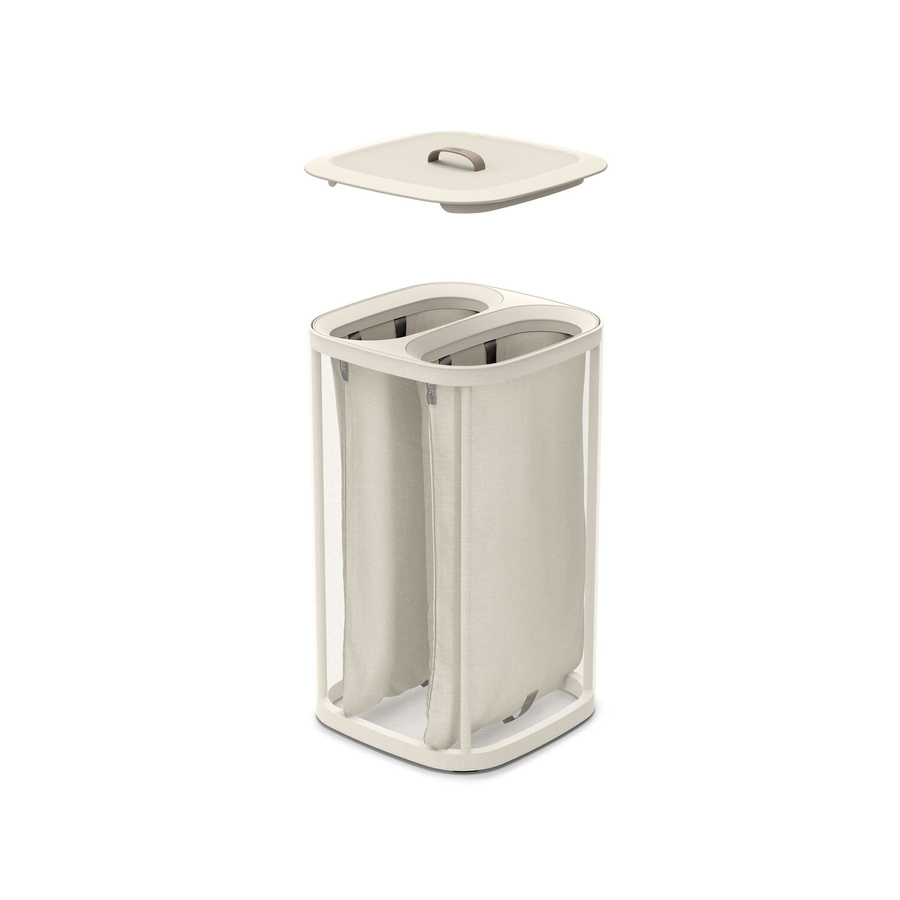 Wäschetrennkorb Tota von Joseph Joseph in Beige mit Deckel, Griffen und herausnehmbarem Beutel, 60 l - Bild 2