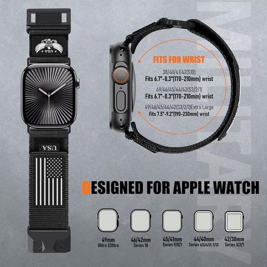 Apple Uhrenarmband, Nylon, Schwarz - Bild 5