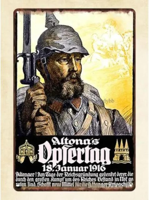 ApexRipple Metallblechschild Erster Weltkrieg Deutsche Propaganda Wandbehang, Farbe: Schwarz/Mehrfarbig, Breite: 30 cm, Höhe: 20 cm - Bild 1