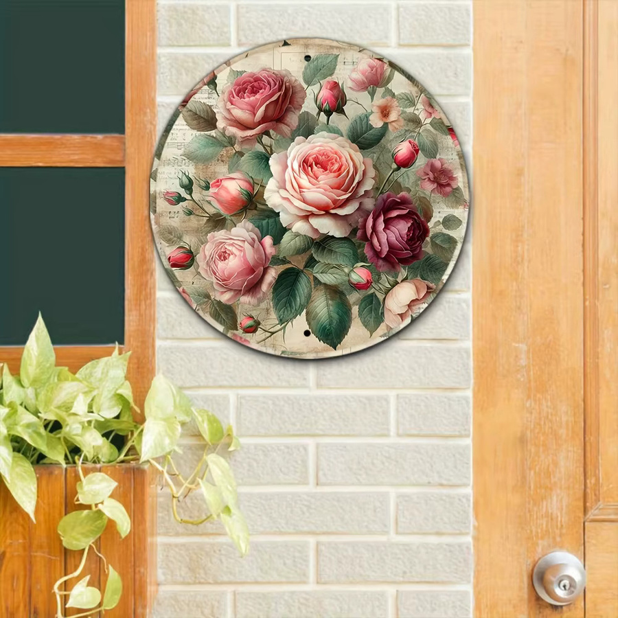 Runde Metall-Wandkunst von CIFBUY mit floralem Vintage-Blumendesign, Mehrfarbig, Durchmesser: 20 cm - Bild 2