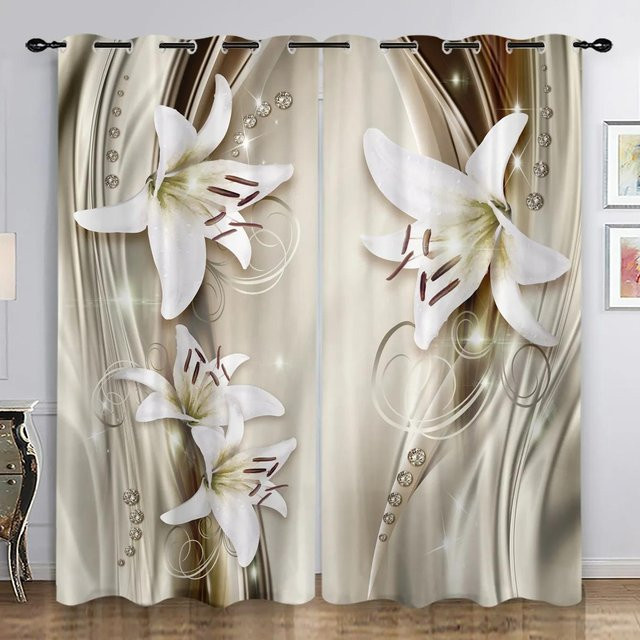 Yiran Furniture 2er-Pack Vintage Vorhänge mit Pfauenmuster in floralem Design, semi-transparent, Breite: 50 cm, Höhe: 140 cm - Bild 1