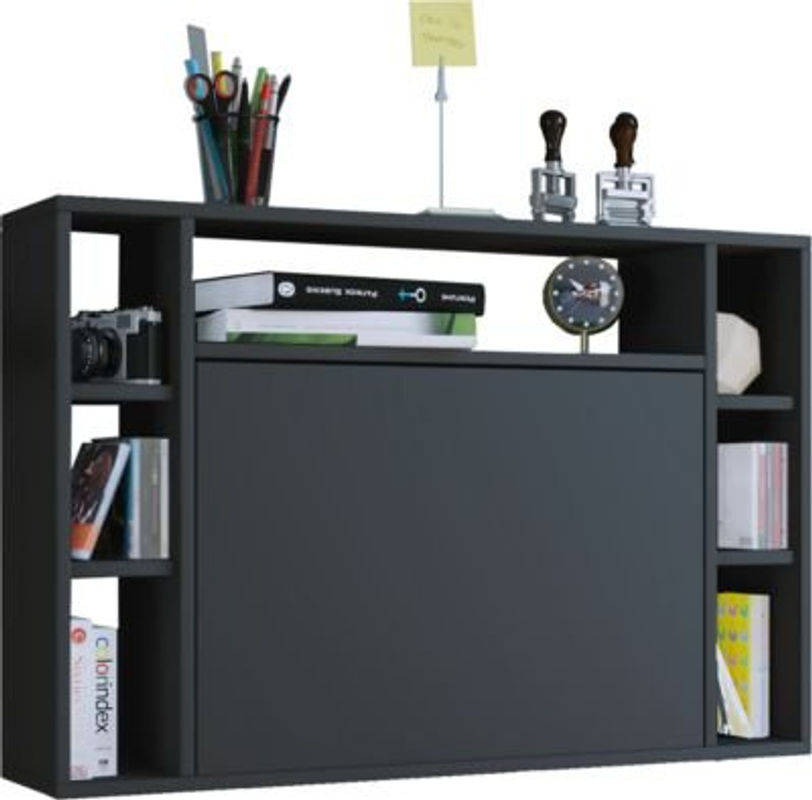 Wandschreibtisch Wandila VCM Möbel schwarz mit ausklappbarer Tischplatte und 7 Fächern für dein Home Office, B: 90 cm, H: 60 cm, T: 20/67 cm - Bild 4