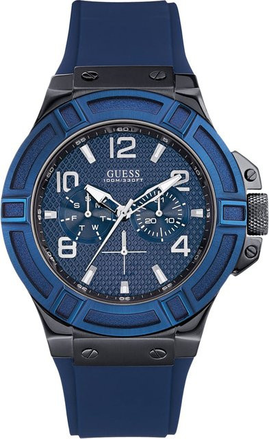 Guess Rigor Herrenuhr, Quarz, Edelstahl, 48 mm, Blau, Silikon - Bild 1