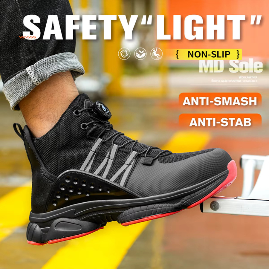 Kankeirr Herren-Arbeitsschuhe in Schwarz mit Stahlkappe und durchtrittsicherer Sohle, atmungsaktive Sicherheitsschuhe und Industrieschutzstiefel - Bild 6