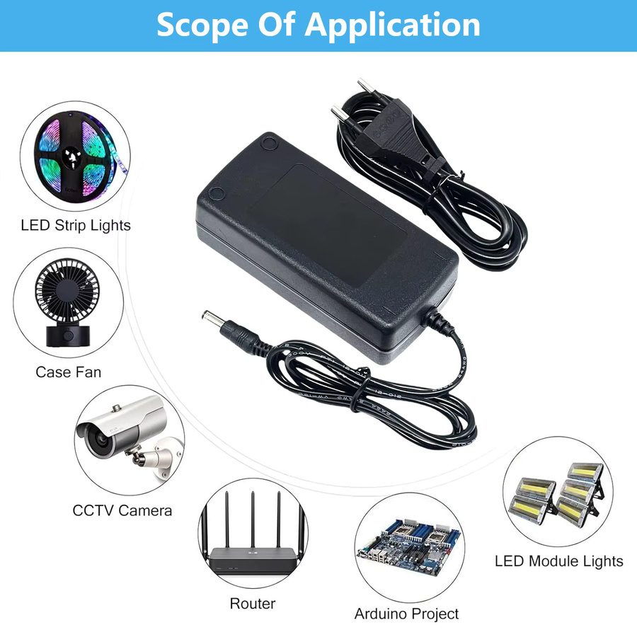 AEVYVKV Netzteil Adapter AC 220V/110V zu DC 6V 8V 9V 10V 13V 15V in Schwarz mit Barrel Plug für LED-Streifen und Router - Bild 5