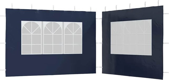 vidaXL Partyzelt-Seitenwände 2 Stück mit Fenstern aus Polyester in Blau - Bild 3