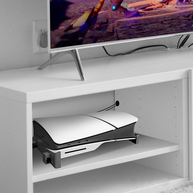 ALLOYSEED Basisständer für PlayStation 5 Slim Disc und Digital Edition, horizontaler Präsentationsständer mit Anti-Rutsch-Matten in Schwarz oder Weiß - Bild 1