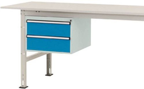 Manuflex PACKPOOL Gehäuse-Unterbau AS0005.5012 in Blau/Mehrfarbig mit 2 Schubfächern, Nutzhöhe: 300 mm, für Tischtiefe: 800 mm - Bild 1