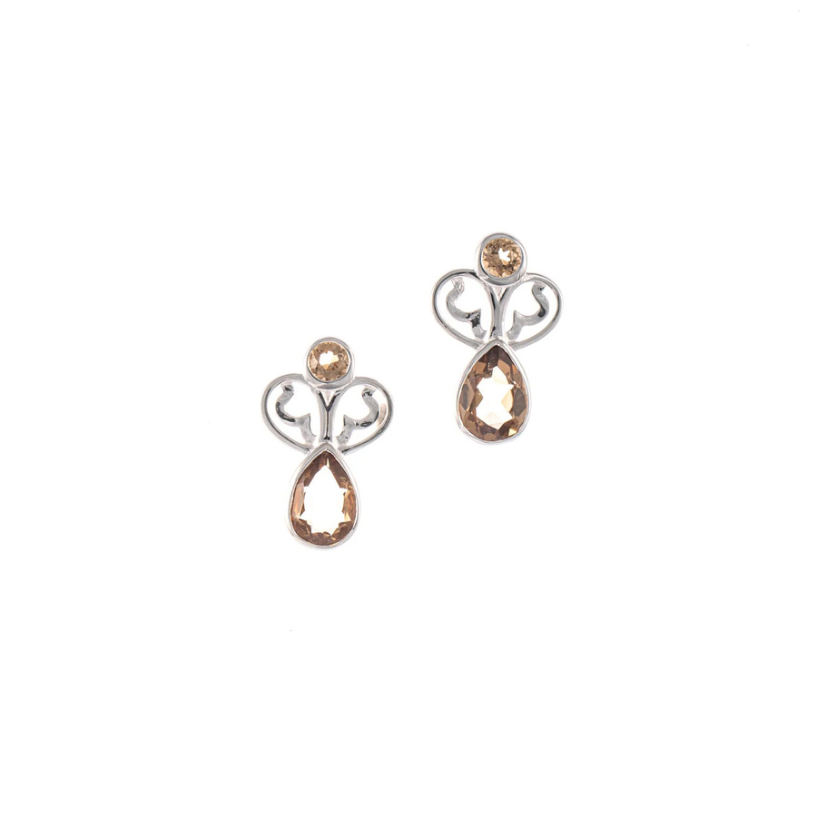 Ohrstecker 925 Silber, Zirkonia, cognac, Unisex - Bild 1