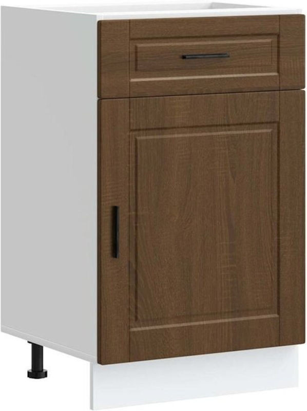 Küchenunterschrank Porto von Vidaxl in Braun mit Eichen-Optik aus Holzwerkstoff und Drehtüren, B: 81,5 cm, H: 50 cm, T: 46 cm - Bild 1