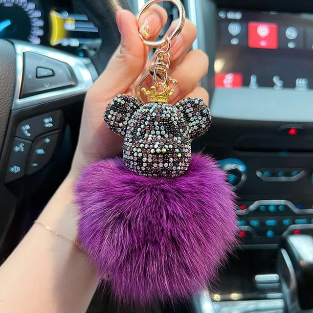 Rd lala Taschenanhänger, Diamantbär, Fuchsfell, Unisex - Bild 1