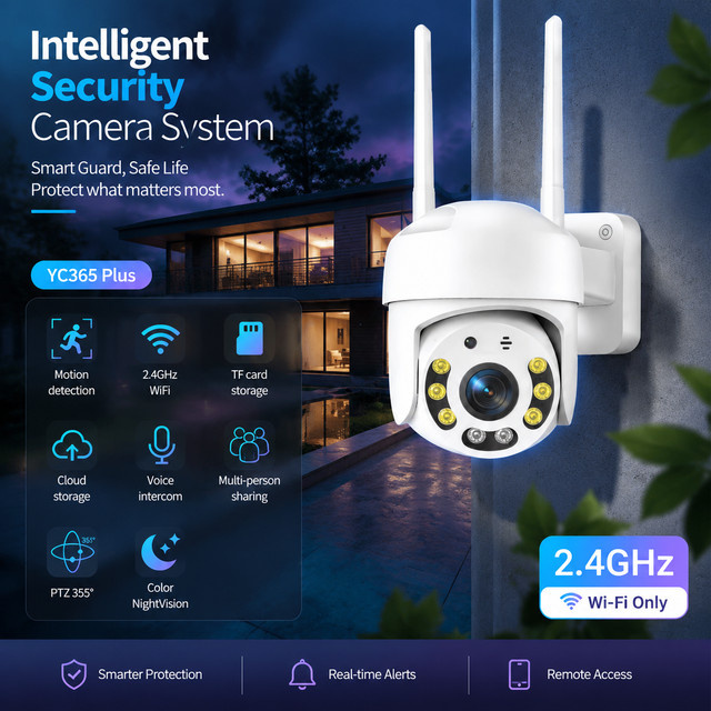 FUNOVATION YC365 Plus Kabellose PTZ WLAN-Sicherheitskamera in Weiß mit Dual-Licht Infrarot- und Farbnachtsicht, automatischer Personenverfolgung und Zwei-Wege-Kommunikation - Bild 1
