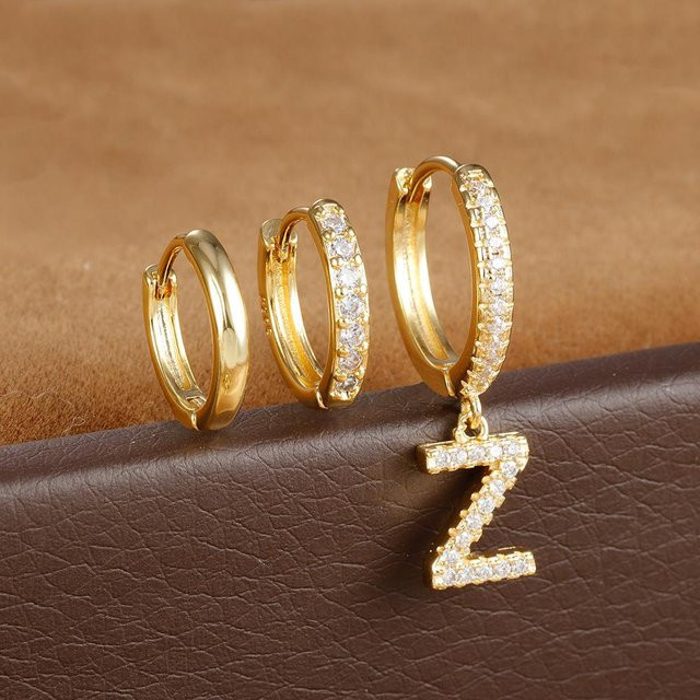 TuiYing Creolen Set Edelstahl, Zirkonia, Gold, Damen - Bild 1