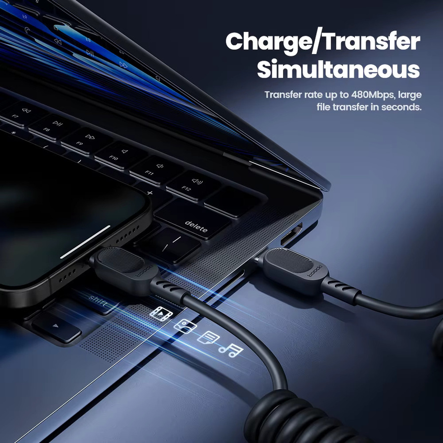 Toocki PD100W USB-C-auf-Typ-C-Kabel mit TPU-Feder-Schnellladefunktion, 1,8 m Länge - Bild 4