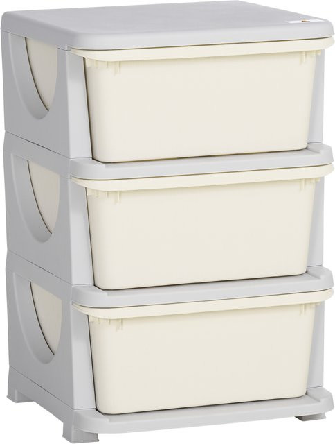 HOMCOM Schubladenschrank für Kinder als Spielzeug-Organizer mit drei Ebenen, Weiß, B/T/H: 37 x 37 x 56,5 cm - Bild 1