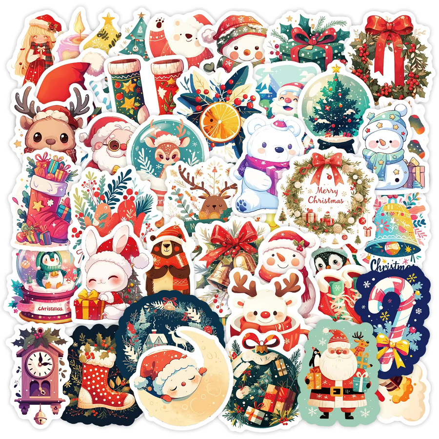 50 Stück GOGOTU Weihnachten Cartoon Aufkleber in Multicolour für Geschenke, Laptops und Gepäck - Bild 2
