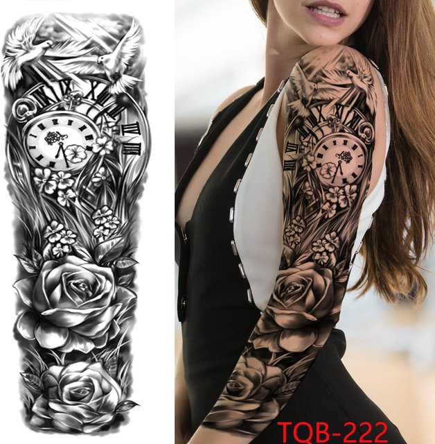 Temporäre Tattoo-Aufkleber Kompass Wolf Auge Löwe Feder, Unisex - Bild 1