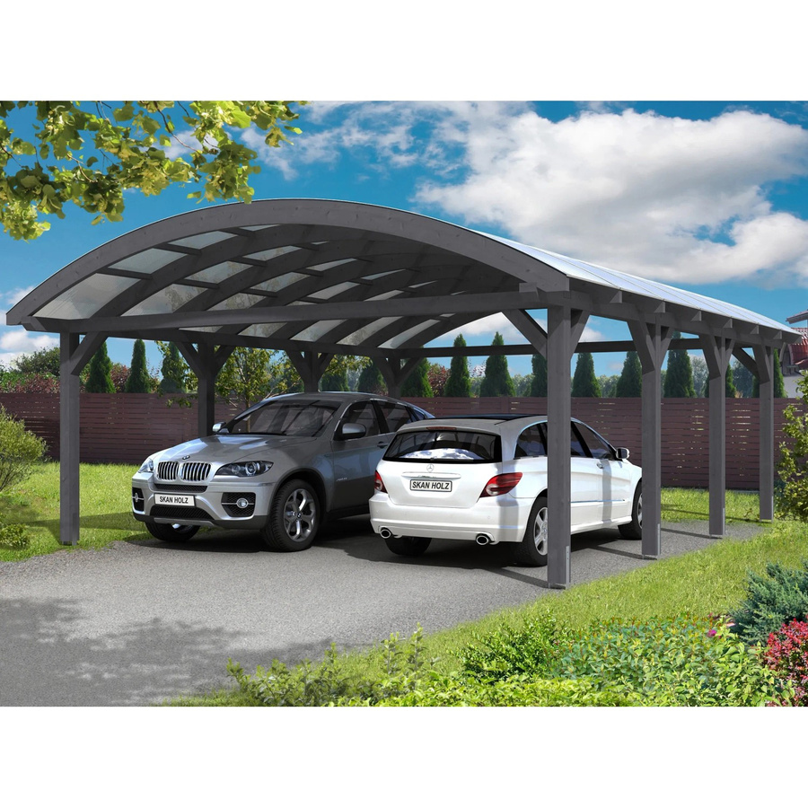 Skan Holz Carport Franken Bogendach Schiefergrau B/T: 635 x 755 cm, Höhe: 325 cm - Bild 2