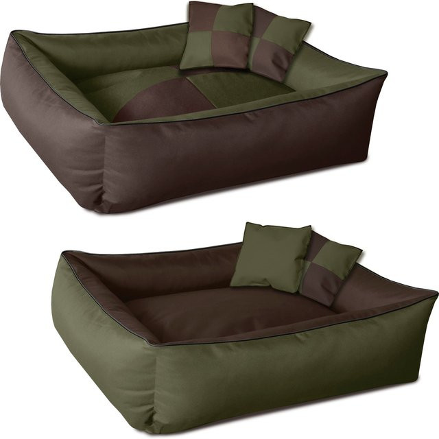 BedDog 2in1 Hundebett und Hundesofa mit Rand in kariertem Design, waschbares Hundekissen - Bild 1