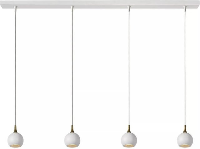 Licht-Erlebnisse Hängelampe in Weiß und Gold/Messing, 4-flammig, GU10, Metall, Höhe: 100 cm - Bild 1