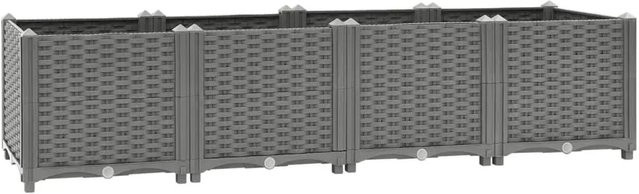 furnicato Hochbeet in Rattan-Optik aus Polypropylen, Grau, B/T/H: 160 x 40 x 38 cm - Bild 1