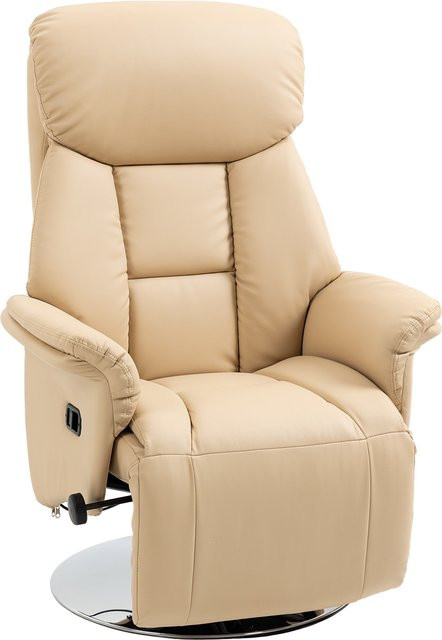 HOMCOM Relaxsessel Beige mit Liegefunktion und verstellbarer Rückenlehne, drehbarer TV-Sessel aus Kunstleder für dein Wohnzimmer - Bild 1