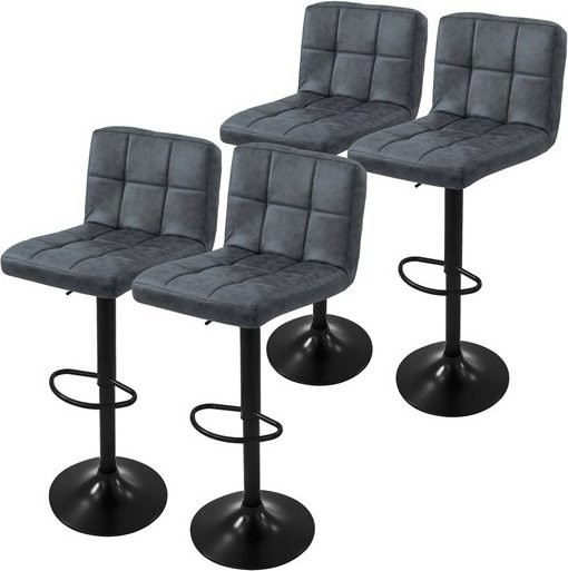 4er Set ML-Design Barhocker aus Kunstleder in Anthrazit mit Rückenlehne, Fußstütze und 360-Grad-Drehfunktion, höhenverstellbar 63-83 cm - Bild 2