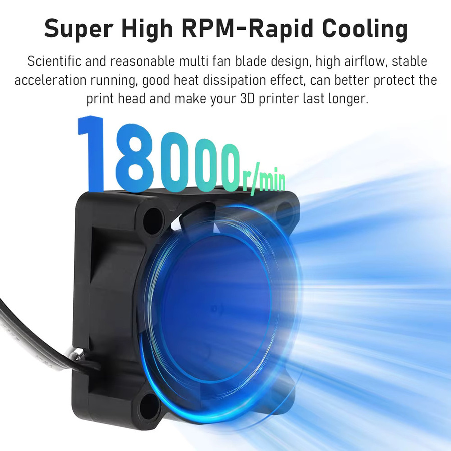 Bambu Lab Hotend Upgrade für P1S und P1P 3D-Drucker mit 2510 Kühlventilator und Kabel in Schwarz - Bild 2
