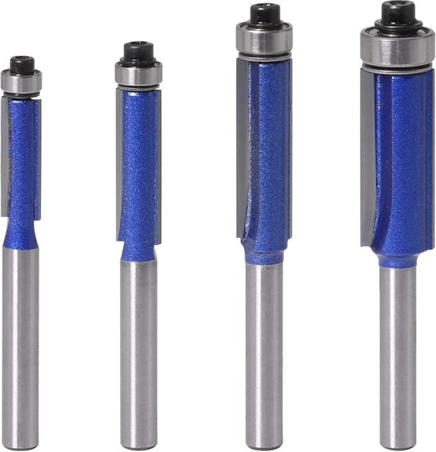 AOKIN Flush Trim Router Bit Set mit 1/4 Zoll Schaft, 4er Set mit Top Lager - Bild 1