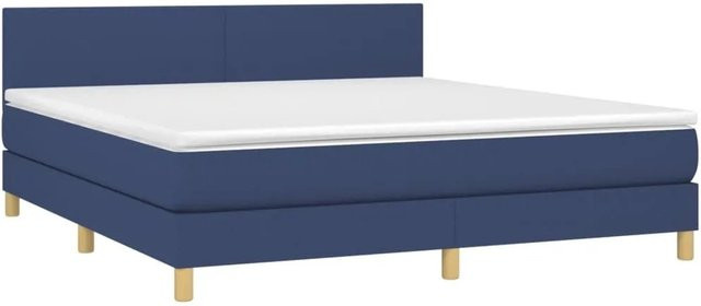 vidaXL Boxspringbett Hybrid mit Matratze und LED-Beleuchtung in Blau und Weiß, B/T/H: 180 x 200 x 78 cm - Bild 1