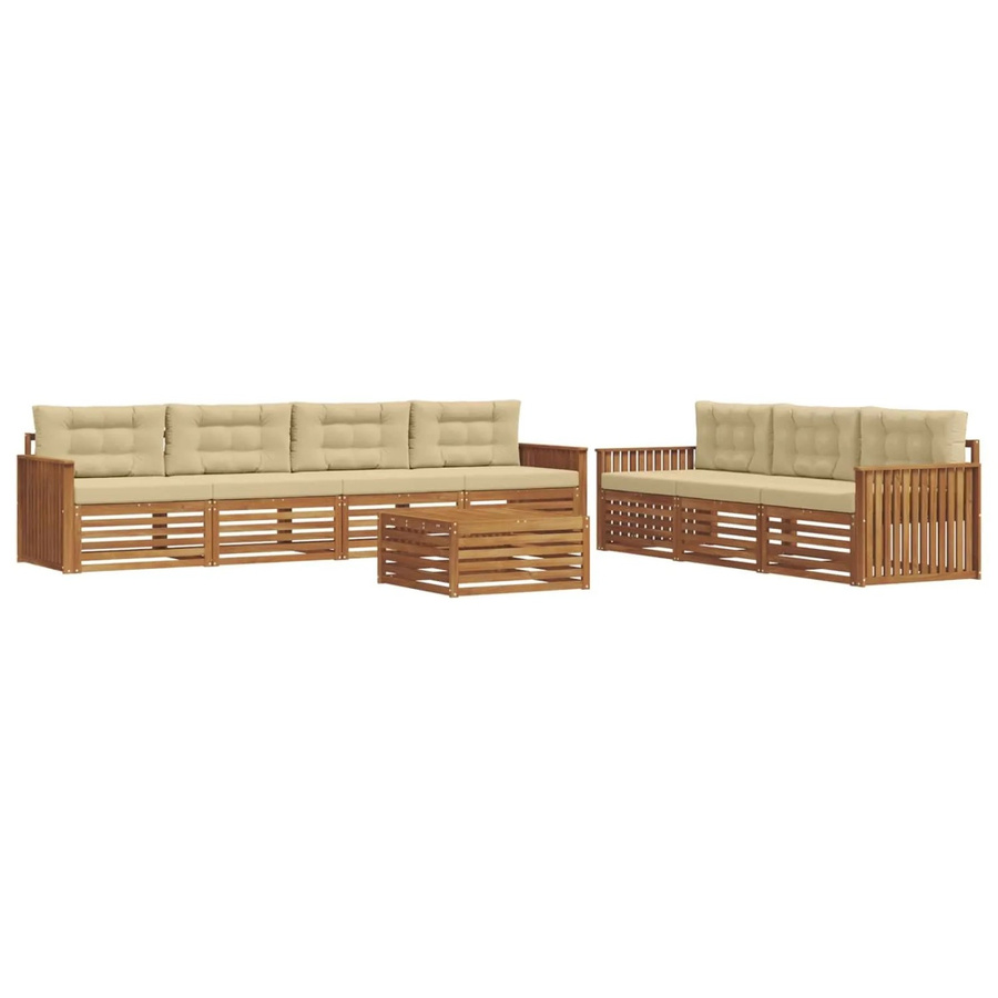 vidaXL Outdoor-Sofagarnitur aus Akazienholz mit Kissen, 8-teilig, Natur und Beige - Bild 2