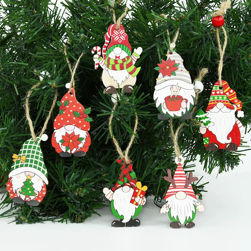 ZQNYCY 12er Set Weihnachts Zwerge Holz Anhänger Multicolor zur Dekoration für Weihnachten und das Neue Jahr - Bild 3