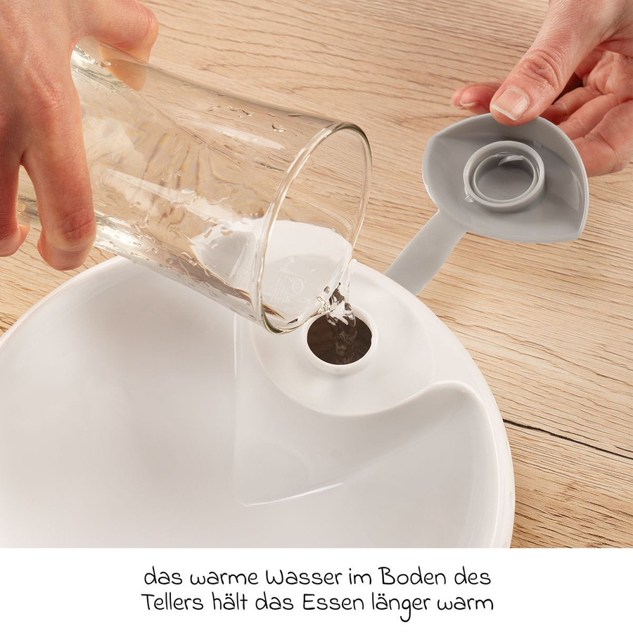 Reer Warmhalteteller mit Saugnapf in Weiß und Grau, spülmaschinenfest - Bild 2