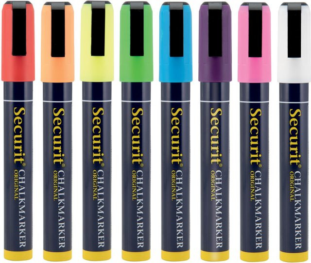 Securit 8er-Set Flüssigkreidemarker für Professionals in Mehrfarbig mit Keilspitze 2-6 mm - Bild 1