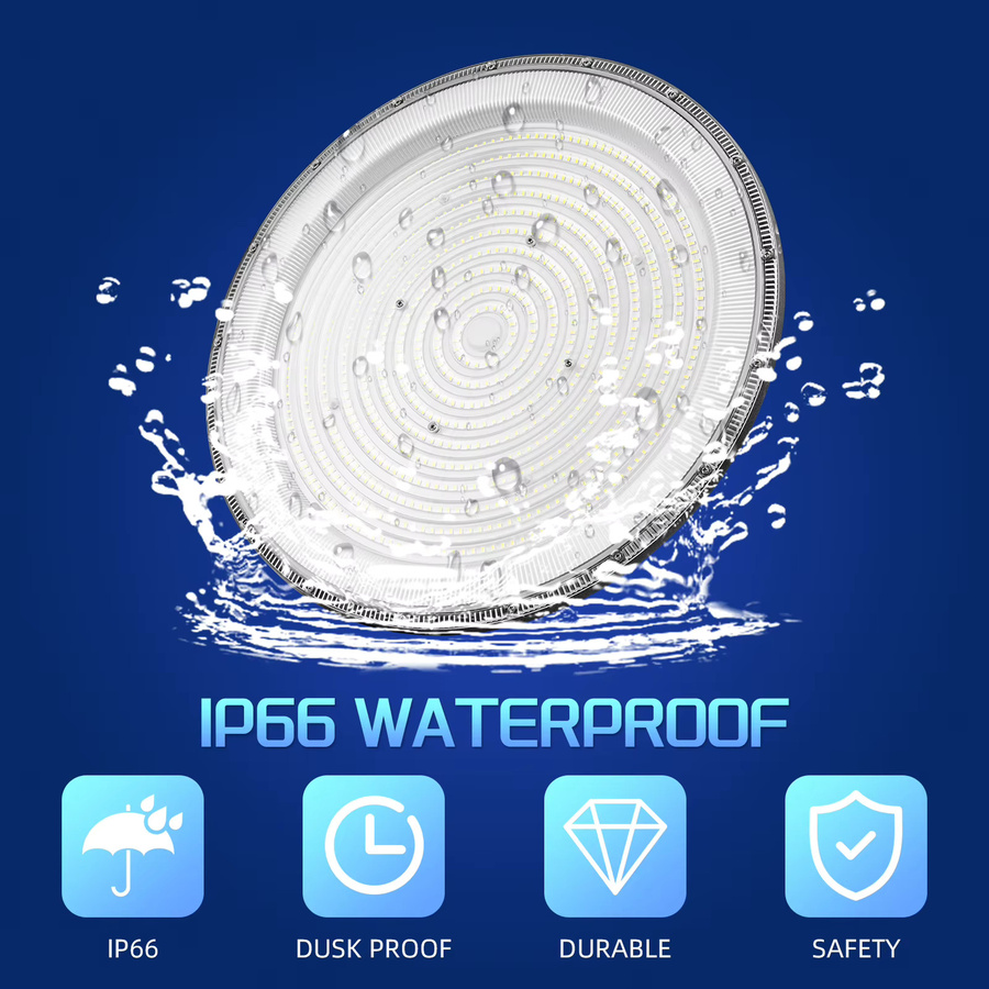 Energiesparende LED UFO Hallenleuchte IP66 Wasserdicht, 6500K Tageslicht Weiß, Industrielle Deckenlampe aus Aluminium für Lager, Werkstatt und Garage - Bild 6